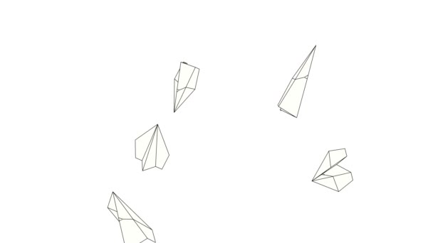 Paper Airplanes Loop Animation Airplanes Flying Random Trajectories Render — 图库视频影像