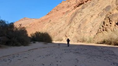 Wadi Rum Çölü, Ürdün. Kızıl çöl ve Jabal Al Qattar dağı. Çekimlerin yapıldığı ünlü filmler, Yıldız Savaşları, Arabistanlı Lawrence. Ürdün yolunda yürüyorum.