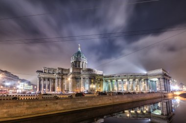 Kazansky Cathedral at night clipart