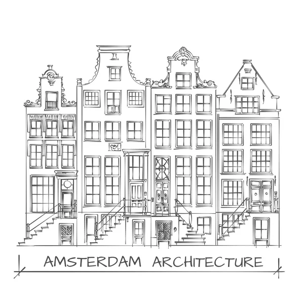 Amsterdam mimari çizim — Stok Vektör