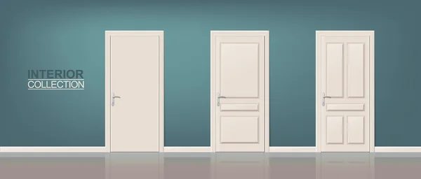 Set de puertas de madera — Vector de stock