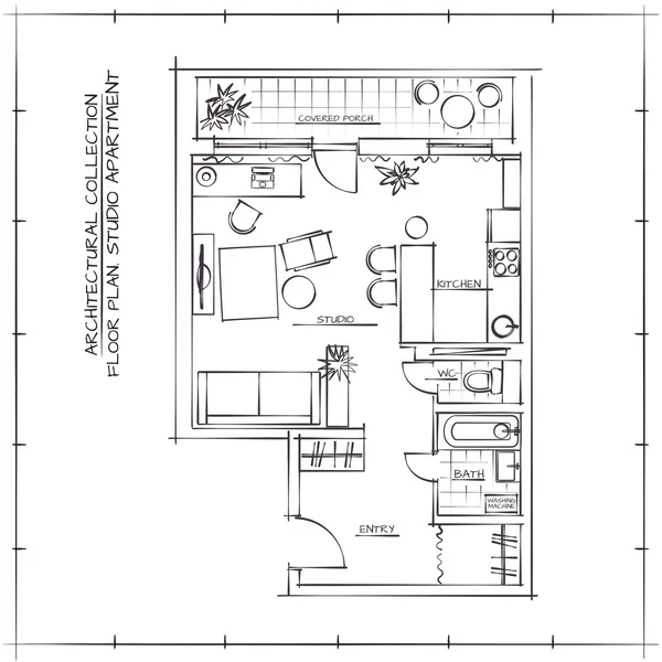 Planimetria architettonica — Vettoriale Stock