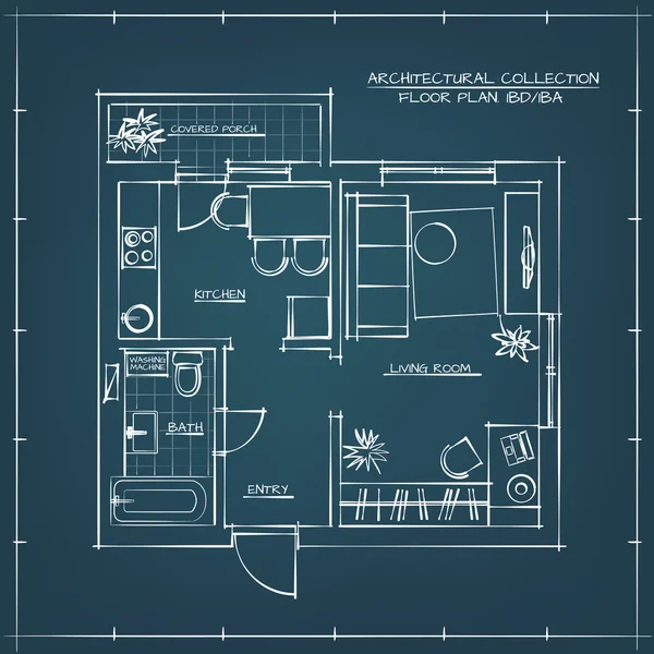 Plan d'étage architectural — Image vectorielle