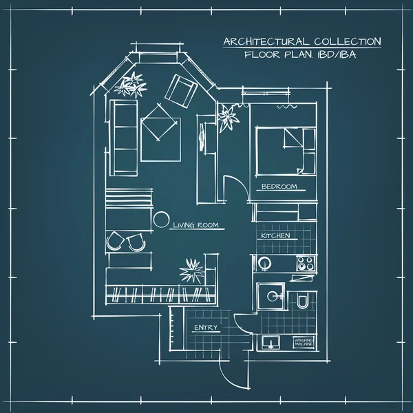 Architektonický plán prostorového uspořádání — Stockový vektor