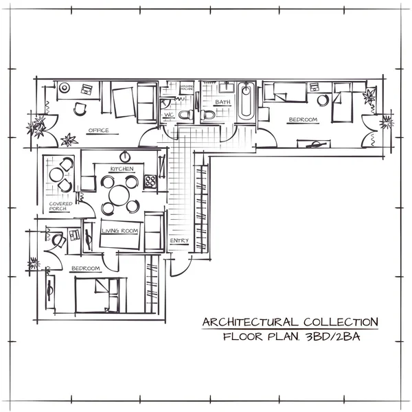 Plano de piso arquitectónico . —  Vetores de Stock