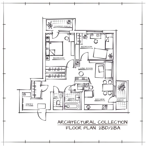 Planta arquitectónica — Vector de stock