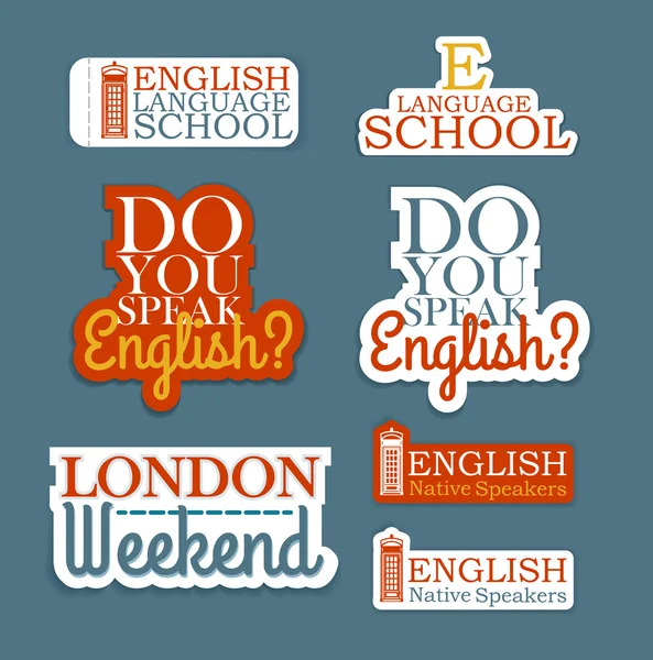 Set di lingua inglese — Vettoriale Stock