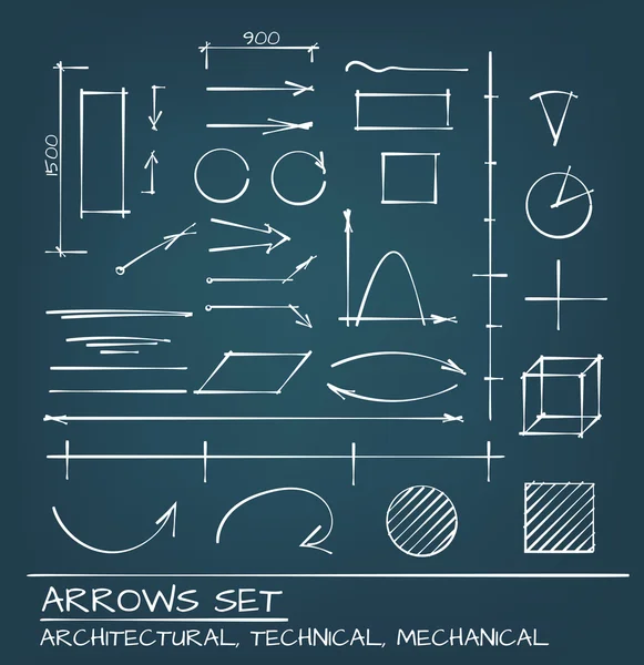 Setas mão desenhado conjunto — Vetor de Stock