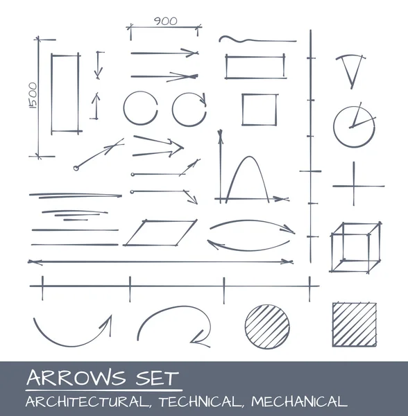 Conjunto de setas, desenho vetorial —  Vetores de Stock