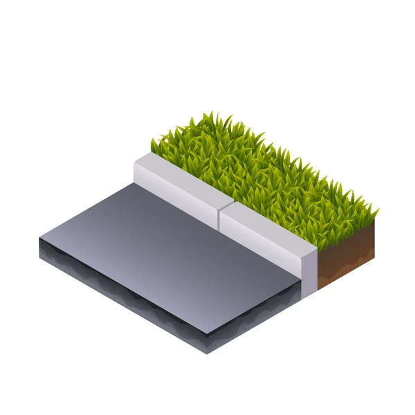 Road and Grass Isometric — Stock Vector