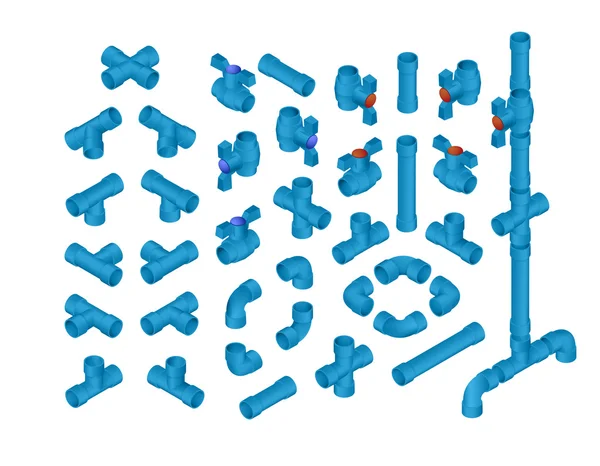 Isometric PVC Plumbing — Stock Vector