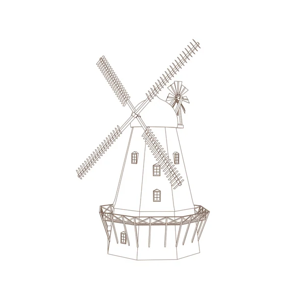 Ancien moulin à vent — Image vectorielle