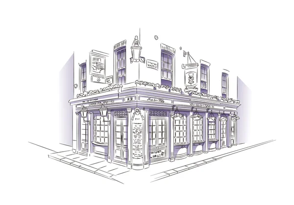 Antiguo pub de Londres — Vector de stock