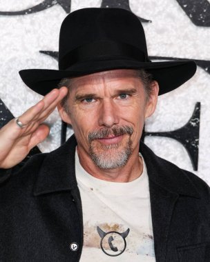 American actor, director, writer, novelist Ethan Hawke arrives at the World Premiere Of Universal Pictures And Blumhouse Productions' 'Black Phone 2' held at the TCL Chinese Theatre IMAX on October 8, 2025 in Hollywood, Los Angeles, California, USA.