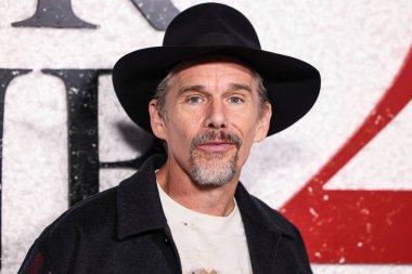 American actor, director, writer, novelist Ethan Hawke arrives at the World Premiere Of Universal Pictures And Blumhouse Productions' 'Black Phone 2' held at the TCL Chinese Theatre IMAX on October 8, 2025 in Hollywood, Los Angeles, California, USA.