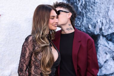 Canadian model, influencer, reality TV star, and entrepreneur Francesca Farago and Jesse Sullivan arrive at the World Premiere Of Universal Pictures And Blumhouse Productions' 'Black Phone 2' held at the TCL Chinese Theatre IMAX on October 8, 2025 