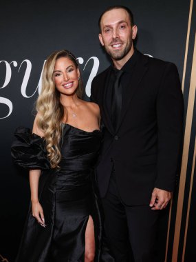 American model Ashley Alexiss and Brodie John Gallant arrive at the 2nd Annual Gurus Awards Presented by Gurus Magazine held at Cicada Restaurant and Lounge at Oviatt Building at The Olive on October 12, 2025 in Los Angeles, California, United States