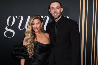 American model Ashley Alexiss and Brodie John Gallant arrive at the 2nd Annual Gurus Awards Presented by Gurus Magazine held at Cicada Restaurant and Lounge at Oviatt Building at The Olive on October 12, 2025 in Los Angeles, California, United States