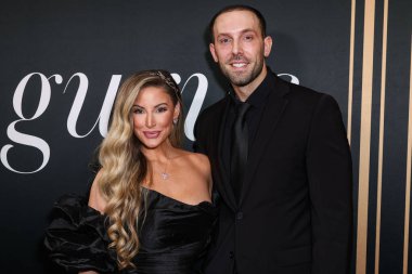 American model Ashley Alexiss and Brodie John Gallant arrive at the 2nd Annual Gurus Awards Presented by Gurus Magazine held at Cicada Restaurant and Lounge at Oviatt Building at The Olive on October 12, 2025 in Los Angeles, California, United States