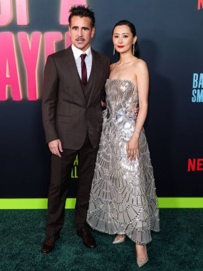 Irish actor Colin Farrell and Chinese-American actress and singer Fala Chen arrive at the Los Angeles Special Screening Of Netflix's 'Ballad Of A Small Player' held at The Egyptian Theatre Hollywood on October 14, 2025 in Hollywood, LA, CA, USA.