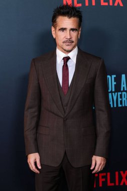 Irish actor Colin Farrell arrives at the Los Angeles Special Screening Of Netflix's 'Ballad Of A Small Player' held at The Egyptian Theatre Hollywood on October 14, 2025 in Hollywood, Los Angeles, California, United States. 