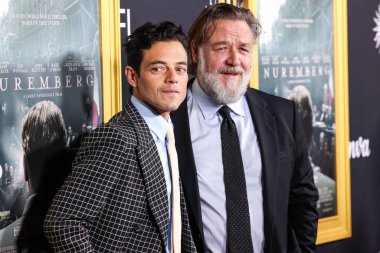 Amerikalı aktör Rami Malek ve Yeni Zelanda doğumlu Avustralyalı aktör Russell Crowe, Canva tarafından sunulan 2025 AFI Festivali 'ne geldiler - Sony Pictures Classics' Nuremberg 'in galası 24 Ekim 2025' de Hollywood, LA, CA, USA.