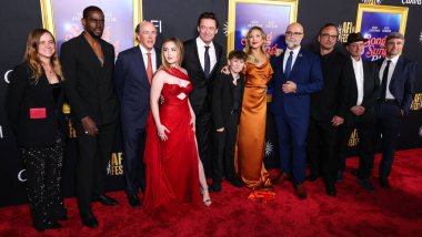 Erika Hampson, Mustafa Shakir, Ella Anderson, Hugh Jackman, Kate Hudson, Craig Brewer, Hudson Hensley, 2025 AFI Fest Sunar Canva - Focus Filmlerinin Şarkı Söyleyen Mavisinin Kapanış Gecesi galası 26 Ekim 2025 'de TCL Çin Tiyatrosu IMAX' te