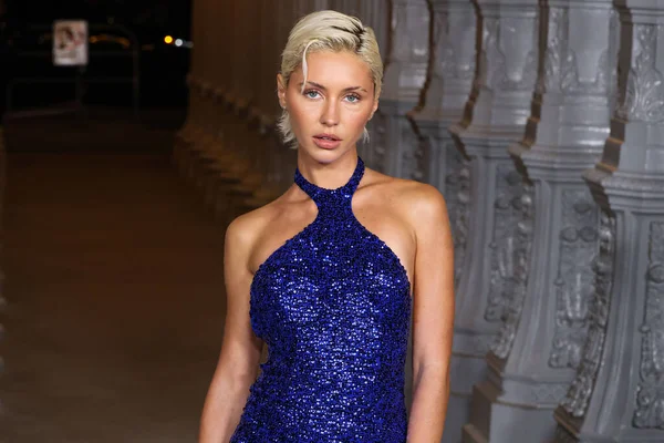 Gucci 'yi giyen Iris Law, Los Angeles İlçe Sanat Müzesi (Los Angeles İlçe Sanat Müzesi) Sanat + Film Galası 2025' te 1 Kasım 2025 'te Los Angeles İlçe Sanat Müzesi' nde sergilenmektedir.