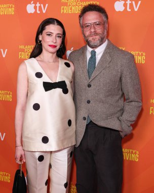 Amerikalı aktris, komedyen, senarist ve yönetmen Lauren Miller Rogen ve eşi Kanadalı aktör, komedyen, film yapımcısı ve esrar girişimcisi Seth Rogen, Rolling Greenens DTLA 2025 'te düzenlenen Yardım Derneği 2025 için Hilarity' ye geldiler.