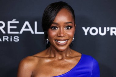 Amerikalı aktris Aja Naomi King, 20. Yıllık L 'Oreal Paris' in Değerli Kadınlar Kutlaması 2025 'e geldi. Akademi Sinema Müzesi 2 Aralık 2025' te Müze Sırası, Mucize Mile, Los Angeles, Kaliforniya, ABD 'de gerçekleşti..