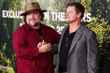 Amerikalı aktör, komedyen, müzisyen Jack Black ve Amerikalı aktör Steve Zahn, 13 Aralık 2025 'te Kasa, Kaliforniya, ABD' de, Los Angeles 'taki StILE Downtown' daki United Theater 'da düzenlenen Columbia Pictures' Anaconda 'nın dünya prömiyerine geldiler.