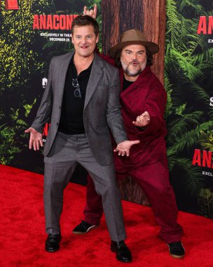 Amerikalı aktör Steve Zahn ve Amerikalı aktör, komedyen ve müzisyen Jack Black, 13 Aralık 2025 tarihinde Los Angeles 'ta Kasa tarafından Broadway' deki United Theater 'da düzenlenen Columbia Pictures' Anaconda 'nın dünya prömiyerine geldiler..