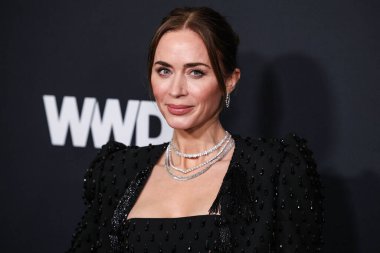 British-American actress Emily Blunt wearing Carolina Herrera dress and Anita Ko jewelry arrives at the 2026 2nd Annual WWD (Women's Wear Daily) Style Awards, Golden Globes held at the Regent Santa Monica Beach on January 9, 2025 in Santa Monica, LA