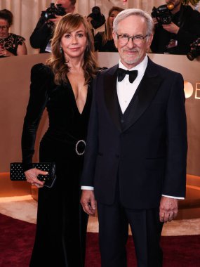 Kristie Macosko Krieger and Steven Spielberg arrive at the 83rd Annual Golden Globe Awards held at The Beverly Hilton Hotel on January 11, 2026 in Beverly Hills, Los Angeles, California, United States.