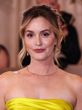 Miu Miu elbisesi giyen Leighton Meester ve Kendra Scott mücevherleri, 11 Ocak 2026 'da Beverly Hilton Oteli' nde düzenlenen 83..