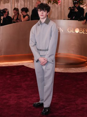 Bottega Veneta giyen Owen Cooper, 11 Ocak 2026 'da Beverly Hilton Oteli' nde düzenlenen 83. Altın Küre Ödülleri 'ne geldi..