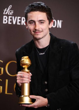 Timothee Chalamet, 11 Ocak 2026 'da Beverly Hilton Oteli' nde düzenlenen 83. Altın Küre Ödülleri 'nde Marty Supreme için Sinema Müzikal veya Komedi dalında En İyi Erkek Oyuncu Ödülü sahibi.