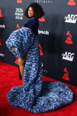 Jennifer Hudson, Los Angeles Kongre Merkezi 'nde 30 Ocak 2026' da Los Angeles, Kaliforniya, ABD 'de düzenlenen Mariah Carey onuruna düzenlenen MusiCares 2026' ya ulaştı..