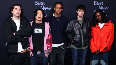 Sebastiano, Yoshi T., Cisco Swank, Jackson August ve Elijah Judah, 29 Ocak 2026 'da Batı Hollywood, Kaliforniya' da düzenlenen Spotify 'in En İyi 2026 Yeni Sanatçı Partisi' ne (68. Grammy Ödülleri) geldiler.