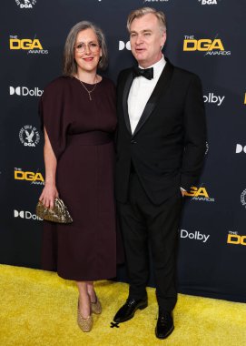 Emma Thomas ve kocası Christopher Nolan, 7 Şubat 2026 'da Beverly Hilton Hotel' de düzenlenen 78. Yıllık Amerikan Yönetmenler Birliği 'ne (DGA) geldiler..