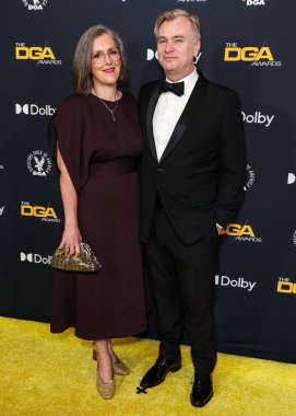 Emma Thomas ve kocası Christopher Nolan, 7 Şubat 2026 'da Beverly Hilton Hotel' de düzenlenen 78. Yıllık Amerikan Yönetmenler Birliği 'ne (DGA) geldiler..