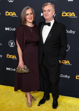 Emma Thomas ve kocası Christopher Nolan, 7 Şubat 2026 'da Beverly Hilton Hotel' de düzenlenen 78. Yıllık Amerikan Yönetmenler Birliği 'ne (DGA) geldiler..