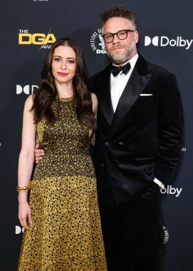 Lauren Miller Rogen ve kocası Seth Rogen, 7 Şubat 2026 'da Beverly Hills, Los Angeles, Kaliforniya, ABD' de düzenlenen Beverly Hilton Oteli 'nde düzenlenen 78. Geleneksel Yönetmenler Loncası (DGA) Ödüllerine geldiler..