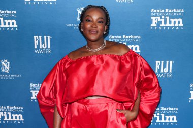 Bibire Evi 'ni giyen Wunmi Mosaku, 8 Şubat 2026' da ABD 'nin Kaliforniya eyaletinin Santa Barbara kentindeki Arlington Tiyatrosu' nda düzenlenen 41. Santa Barbara Uluslararası Film Festivali 'ne geldi..