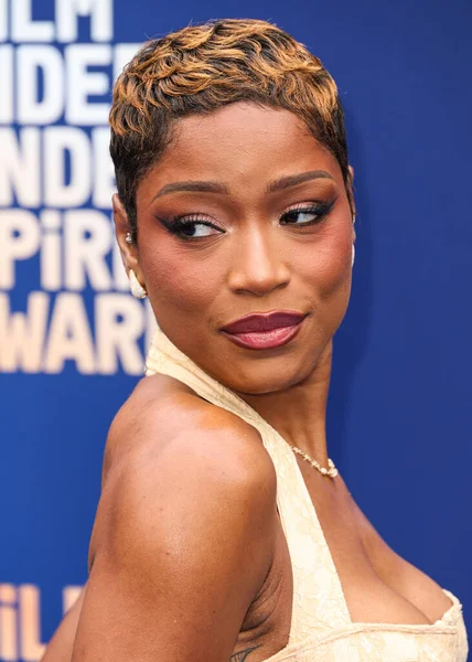 John Galliano SS04 RTW 'nin Christian Dior' unu giyen Keke Palmer, 15 Şubat 2026 'da Hollywood Palladium' da düzenlenen 41. Yıllık Bağımsız Film Ruhu Ödülleri 'ne ulaştı..