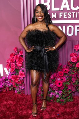 Erica Hughes, 16 Şubat 2026 'da Beverly Hills' teki SLS Oteli 'nde düzenlenen 8. Geleneksel Amerikan Siyahi Film Festivali' ne (ABFF) geldi..