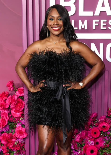 Erica Hughes, 16 Şubat 2026 'da Beverly Hills' teki SLS Oteli 'nde düzenlenen 8. Geleneksel Amerikan Siyahi Film Festivali' ne (ABFF) geldi..