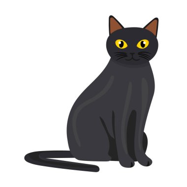 Bombay kedisi. İzole edilmiş arkaplan ile düz vektör clipart illüstrasyonu.