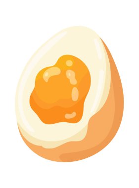 Haşlanmış yumurta. İzole edilmiş arkaplan ile düz vektör clipart illüstrasyonu.