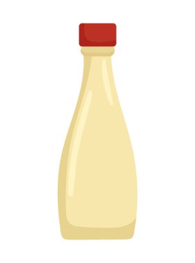 Mayonez şişesi. Düz vektör clipart, izole edilmiş arkaplan ile illüstrasyon.